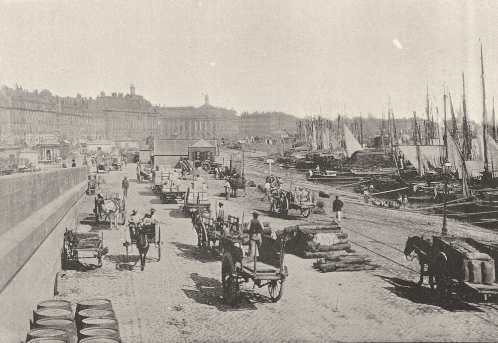 GIRONDE. Bordeaux. Quai de Douane 1895 old antique vintage print picture